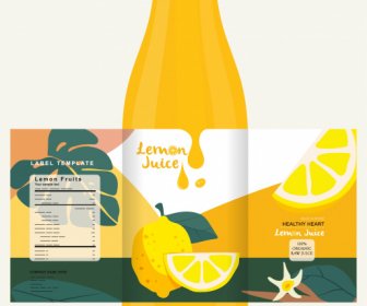 Juice Bottle Template Bright Yellow Decor Classic Design