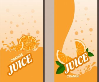 Juice Leaflet Cover Sets Flat Colored Orange Decoration
