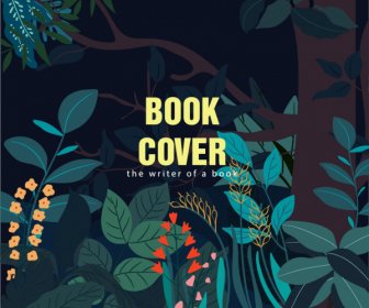 Jungle Book Cover Template Dark Design Plants Sketch