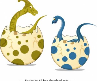 Jurassic Background Dinosaurs Eggs Icons Cartoon Design