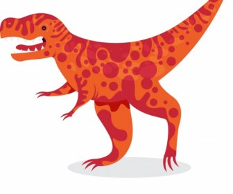 Юрский фон Tyrannosaurusrex значок цветной мультфильм эскиз