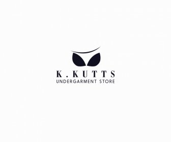 K Kuttsロゴ下着店男性女性と子供向けのブラアイコンテキストスケッチ