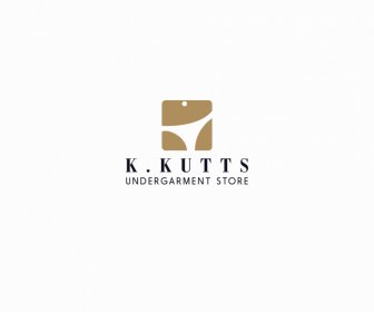 K Kuttsロゴ下着店男性女性と子供向けのフラットデザインテキスト正方形の下着スケッチ