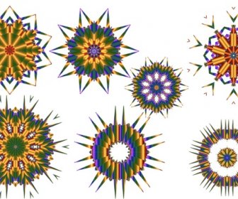 Set Di Modello Caleidoscopio Illustrato Con Forma Di Cerchi