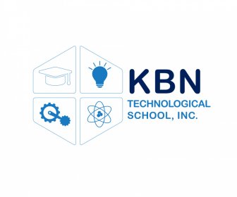 kbn technological school logo template symmetrical educational emblems decor