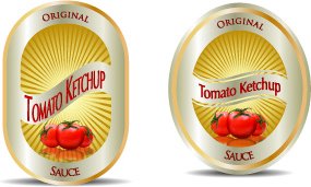 Ketchup Label Stickers Creative Vector