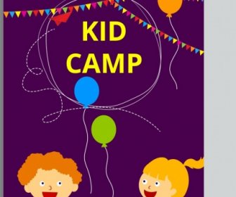 Kid Camp Advertising Children Icons Colorful Decoration