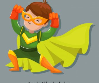 Ikon Pahlawan Anak Karakter Kartun Lucu