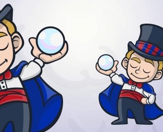 Kinder Zauberer Mit Einer Kristallkugel
