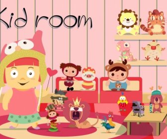 Kid Room Advertisement 3d Colored Cartoon Design