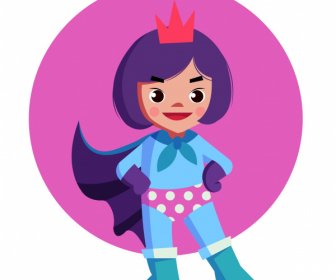 Niño Superwoman Icono Lindo Personaje De Dibujos Animados