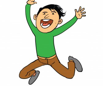 Kid Very Happy Jumping Cartoon