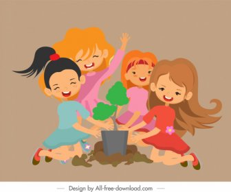 дети деятельности фон радостный девочек эскиз мультфильм дизайн