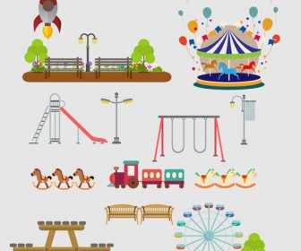 Kids Playground Areas Vector Illustration