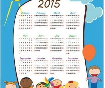 Anak-anak Bermain Di Taman Children15 Bahagia Vektor Kalender