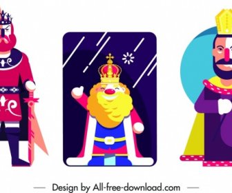 Raja Kartu Set Desain Berwarna-warni Klasik