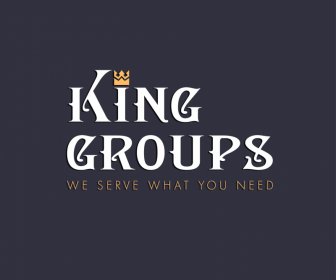 king groups logo slogan template contrast texts crown decor