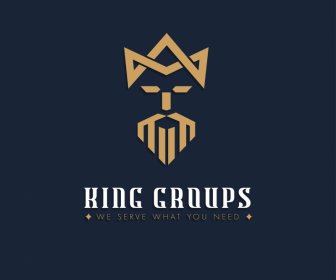King groups logo template desain simetri geometris datar