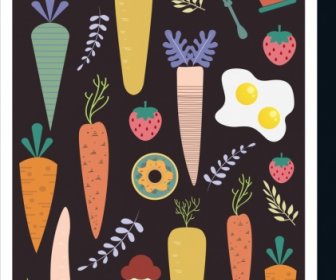 Elementos De Diseño De Iconos De Alimentos Utensilios De Cocina La Zanahoria
