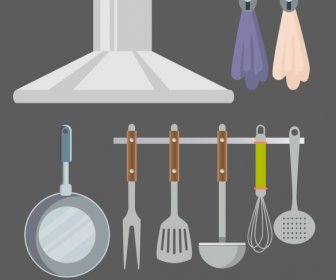 kitchen design elements utensils objects sketch