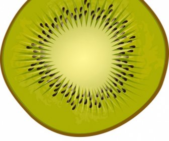 Biểu Tượng Kiwi Closeup Phẳng Xanh Slice Thiết Kế
