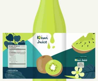 Kiwi Juice Advertising Background Green Bottle Label Decor
