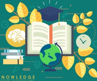 Knowledge Background Golden Leaves Education Design Elements Decor