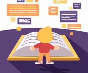 Knowledge Background Kid Giant Book Text Box Icons