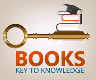 Knowledge Banner Golden Key Books Icons
