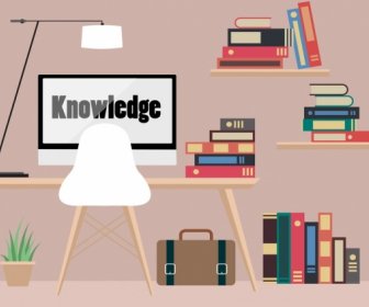 Wissen-Konzept-Hintergrund-Bücherregal-Computer-icons