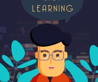 Knowledge Concept Banner Learning Man Speech Bubble Icons