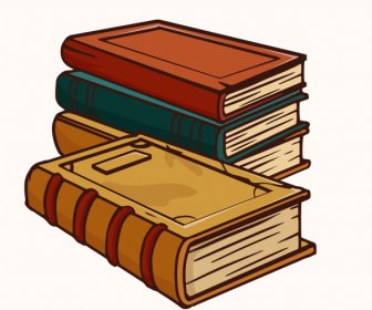 Icono De Conocimiento Libros 3D Boceto Dibujado A Mano Clásico