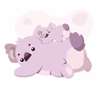 Koala Familie Ikone Lustiges Design Cartoon Charaktere Skizze
