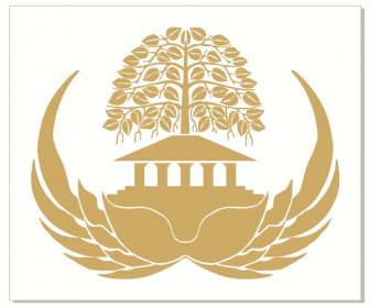 Template Logo Korpri Siluet Datar Sayap Pohon Sketsa Bangunan