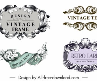 Zarif Vintage Tasarım Tasarım öğelerini Etiketlemek