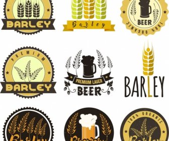 Label Templates Barley Beer Icons Classical Isolation