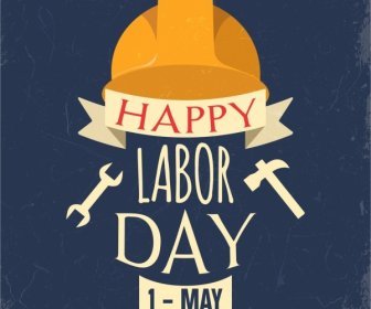 Labor Day Banner Hat Tool Icons Texts Decor