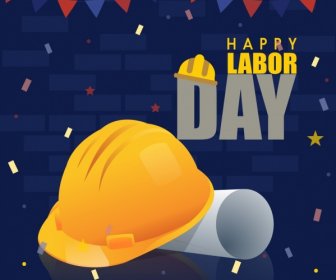 Labor Day Banner Helmet Icon 3d Shiny Decor