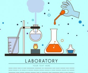 ícones De Experimento Do Laboratório Fundo Química