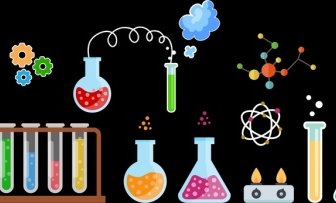 Laboratory Background Glassware Tools Icons Multicolored Flat Design