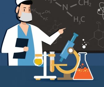 Alat Laboratorium Latar Belakang Alat Kimia Ikon Papan Tulis