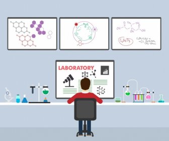 Laboratorium Pekerjaan Latar Belakang Ilmuwan Alat Formula Kimia Dekorasi