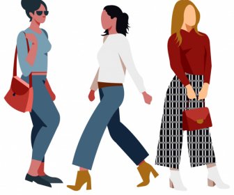Lady Fashion Template Desain Modern Karakter Kartun Desain Sederhana