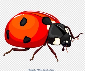 Icono De Insecto Ladybug Negro Rojo 3d Diseño