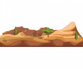 land geography design element rocky mountain scene sketch