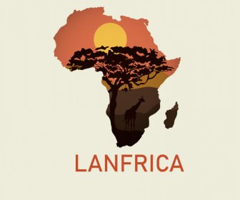 lanfricaicon sign template scenery silhouette african map sketch