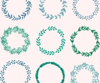 Laurel Wreath Icons Collection Circles Isolation