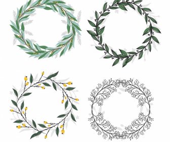 Laurel Wreath Icons Colored Classical Sketch