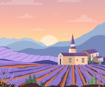 lavender france farm scene backdrop elegant classical design