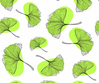 Leaf Background Green Icons Repeating Design